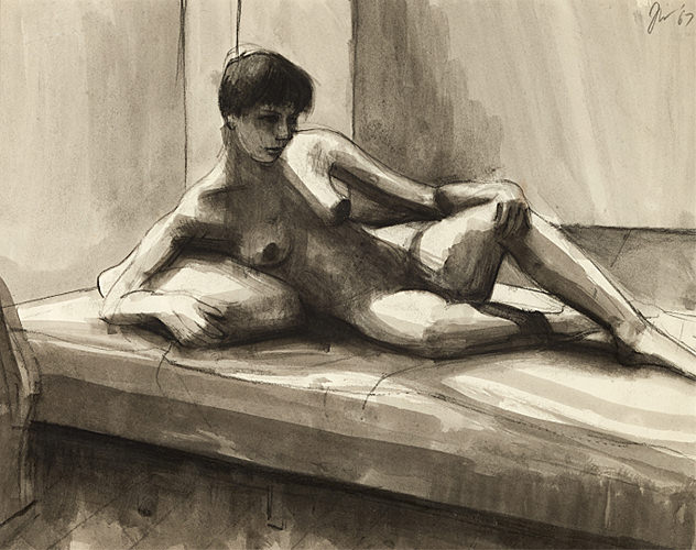 James Weeks, Nude Reclining on Bed, 1967